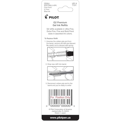 PILOT بايلوت، إعادة تعبئة حبر جل G2، نقطة رفيعة 0.7 مم، أزرق، عبوة من 2 - Image 4
