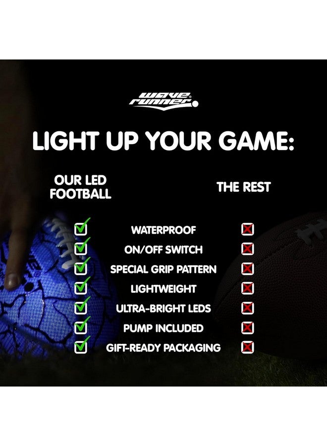 Wave Runner Glow in The Dark Junior Size Waterproof LED Football for Kids, Teens, and Adults - Light Up Football Includes Pump & Batteries - Image 4
