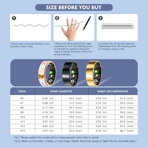 Kuxlagz Smart Ring Health Tracker for Women Men, Sleep Tracker with Heart Rate,SpO₂,Blood Pressure, Fitness Ring for Activity Monitoring, No Subscription, Step Tracker Ring for ios&Android (Enamel color,#10) - Image 5