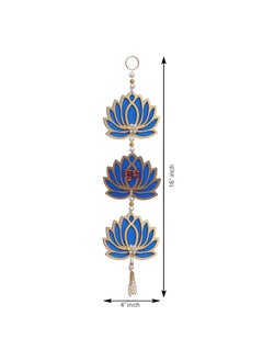 Webelkart Webelkart Blue Lotus Flower with Shubh Labh Wall Hanging for Diwali Decoration| Wall Decor |Temple Decor Wall Hanging Home and Office Decor (Wood Set of 2) 16" Inches  - Image 3