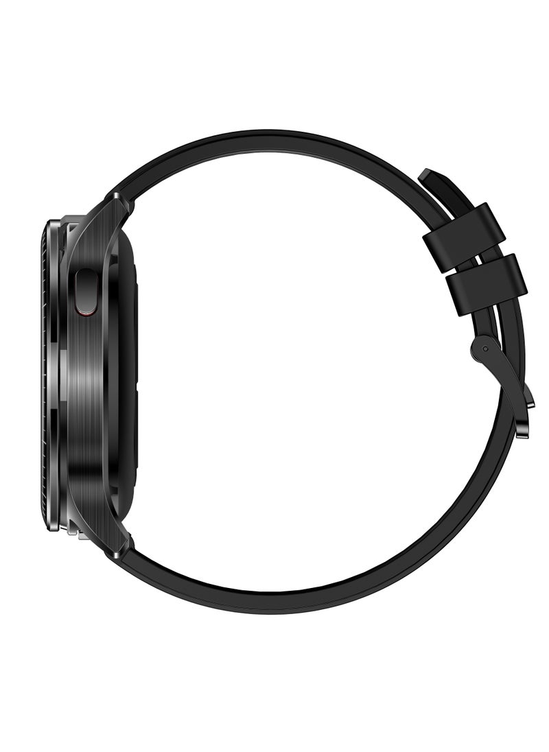 porodo - Pulse Smart Watch Black dial with Earbuds and Black Leather Band - Image 1