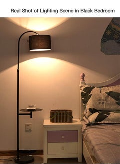 XiuWoo Modern Simple Floor Lamp with Table Minimalist Home Decor Portable Lamp,Black  - Image 3