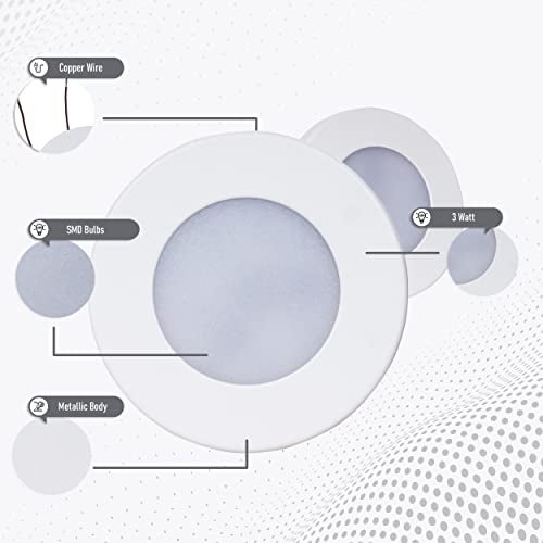 Gesto 3W Led Surface Mounted Aluminum Sticker | Cabinet Light for Display Showcase,Hallway, Closet (Warm White)-Pack of 6 - Image 5