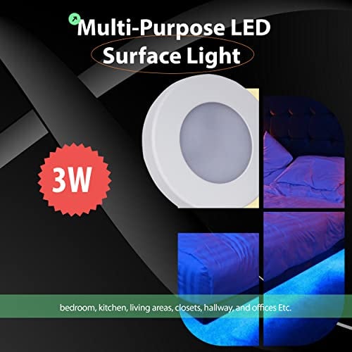 Gesto 3W Led Surface Mounted Aluminum Sticker | Cabinet Light for Display Showcase,Hallway, Closet (Warm White)-Pack of 6 - Image 4