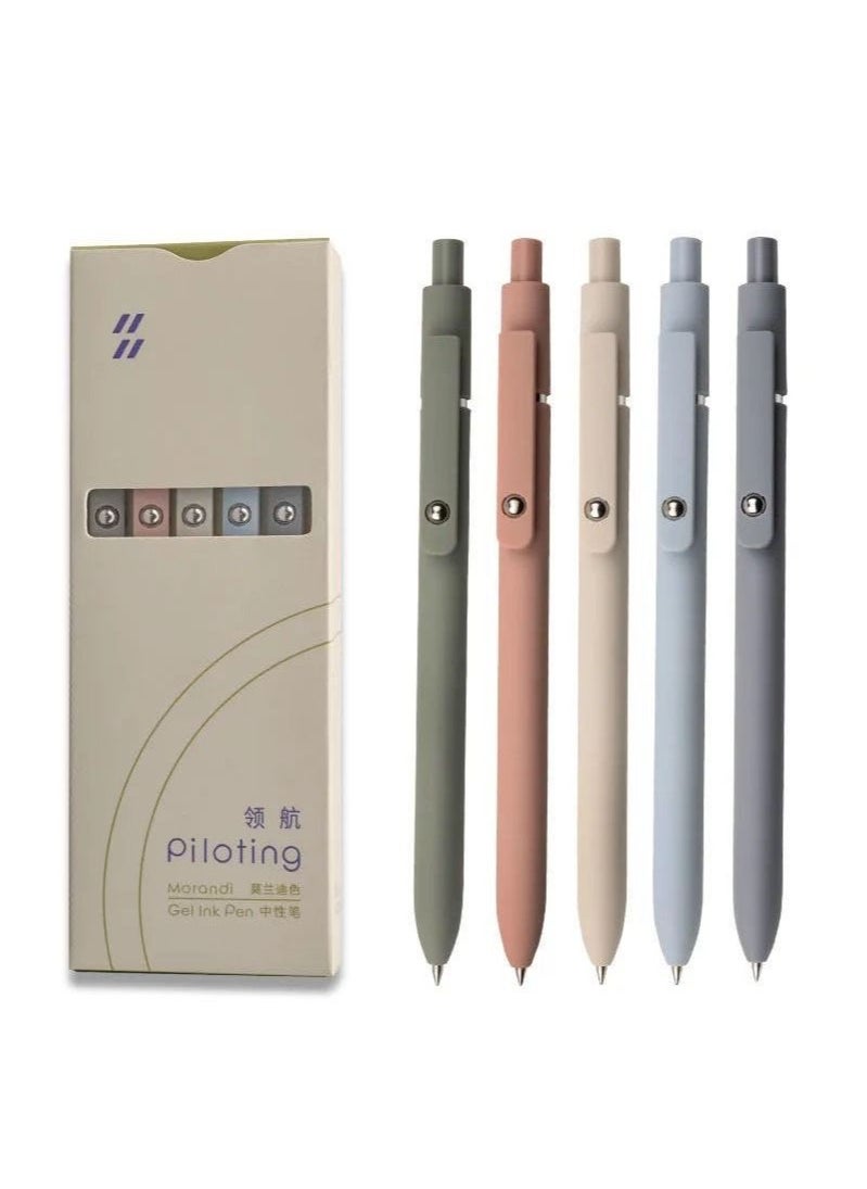 Generic Pen 5pcs Gel Pens Set Quick Dry Black Ink Rolling Ball Pen Fine Point 0.5mm Premium Retractable Gel ink PensSmooth Writing (Morandi 5 pens)  - Image 1