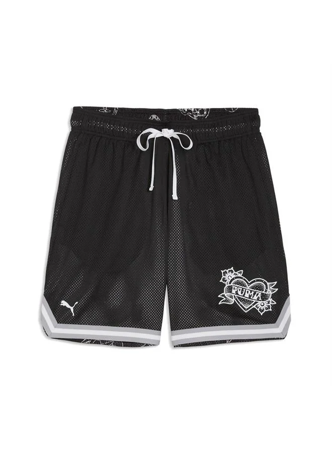 Puma PUMA Black-AOP Swish N' Ink Reversible Knitted 7" Shorts Men for Men | Best Price UAE
