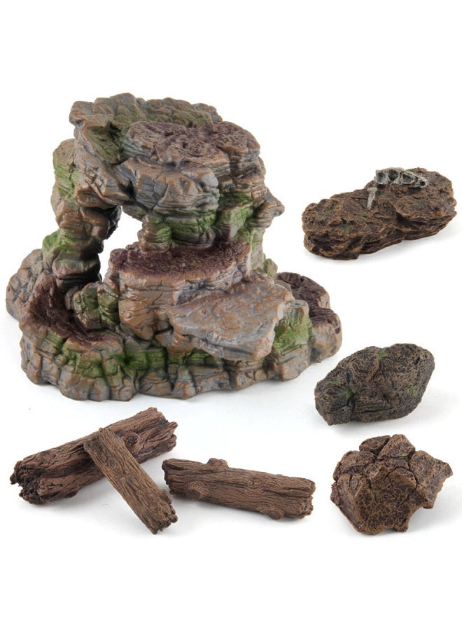 Generic - Wild Forest Dinosaur Jurassic Scene Ornaments Realistic Cave Plastic Rock Tree Stump Scene Ornaments-Color:Q79A Large Stump 75.6g - Image 1
