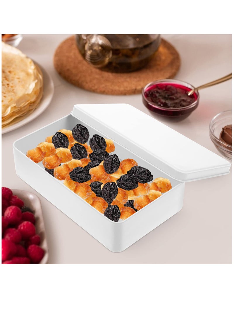 Excefore Biscuit Tin White Rectangular Tin Box, 3pcs Metal Empty Tin Containers with Lids Tinplate Candy Cookie Dessert Jewelry Holders for Treats Gifts Small Items Party Favors White Candy Lip Balm - Image 3