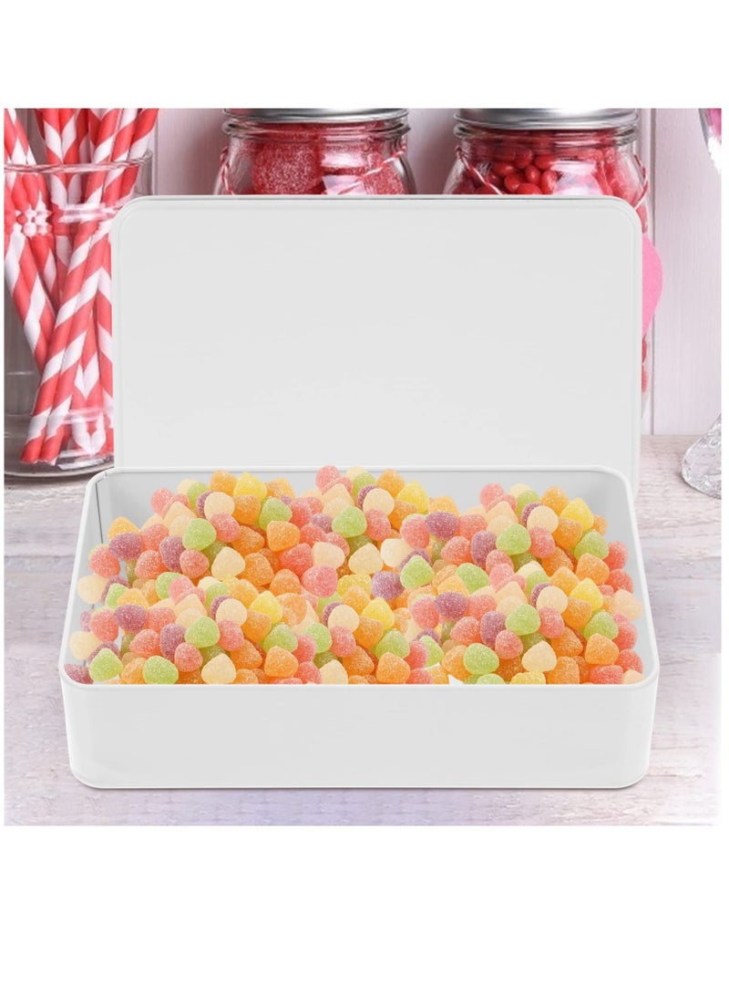 Excefore Biscuit Tin White Rectangular Tin Box, 3pcs Metal Empty Tin Containers with Lids Tinplate Candy Cookie Dessert Jewelry Holders for Treats Gifts Small Items Party Favors White Candy Lip Balm - Image 4