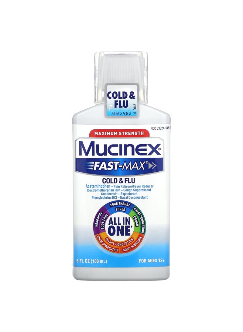 Fast-Max Cold & Flu, Maximum Strength, Ages 12+, 6 fl oz (180 ml)