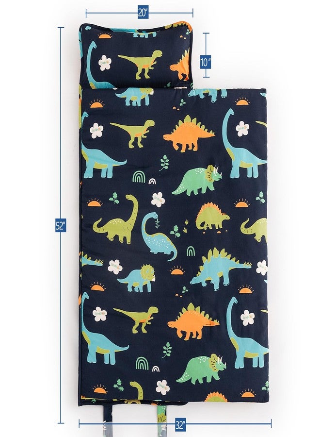 PHF Large Dinosaur Toddler Nap Mat Set, with Removable Pillow for Toddler Boys, Soft and Lightweight for Daycare, Preschool, Travel, Kindergarten Sleeping Bag, Fits Ages 3-6 Years, Large Dinosaur - Image 2