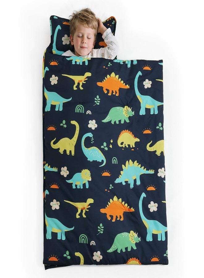 PHF Large Dinosaur Toddler Nap Mat Set, with Removable Pillow for Toddler Boys, Soft and Lightweight for Daycare, Preschool, Travel, Kindergarten Sleeping Bag, Fits Ages 3-6 Years, Large Dinosaur - Image 1