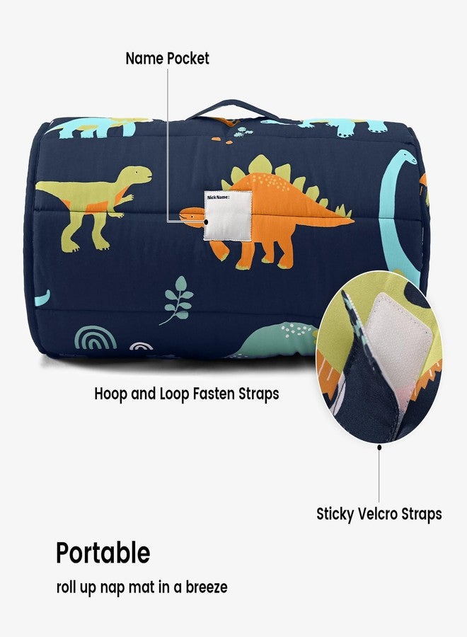 PHF Large Dinosaur Toddler Nap Mat Set, with Removable Pillow for Toddler Boys, Soft and Lightweight for Daycare, Preschool, Travel, Kindergarten Sleeping Bag, Fits Ages 3-6 Years, Large Dinosaur - Image 4