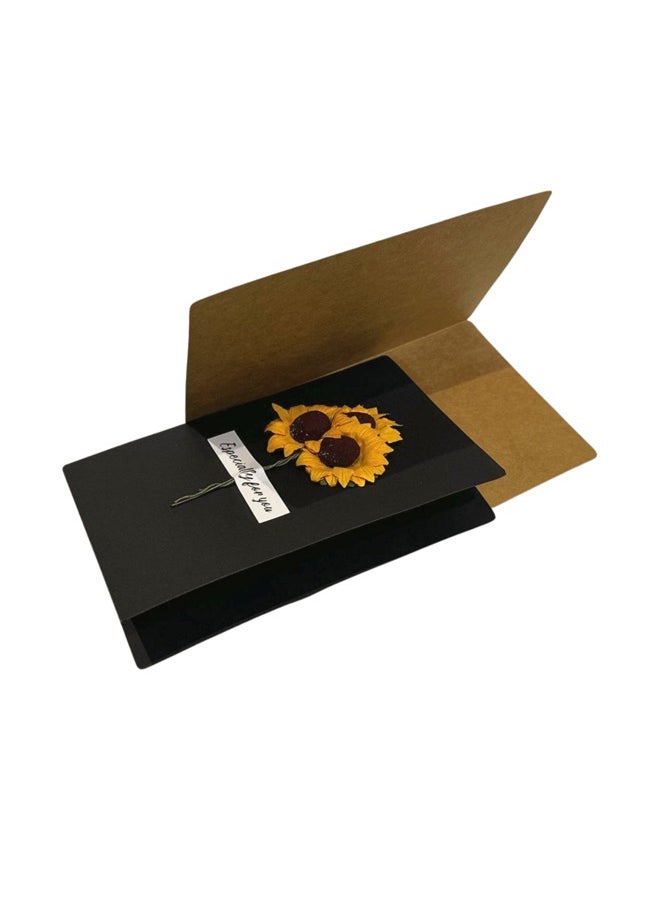 CSDONA 10-Piece Greeting Cards Handmade Dried Flower Folded Gift Cards  Kraft Paper  Brown Black  - Image 2