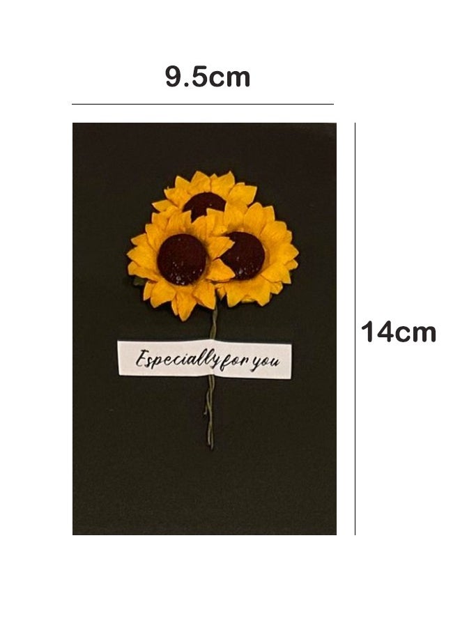 CSDONA 10-Piece Greeting Cards Handmade Dried Flower Folded Gift Cards  Kraft Paper  Brown Black  - Image 3