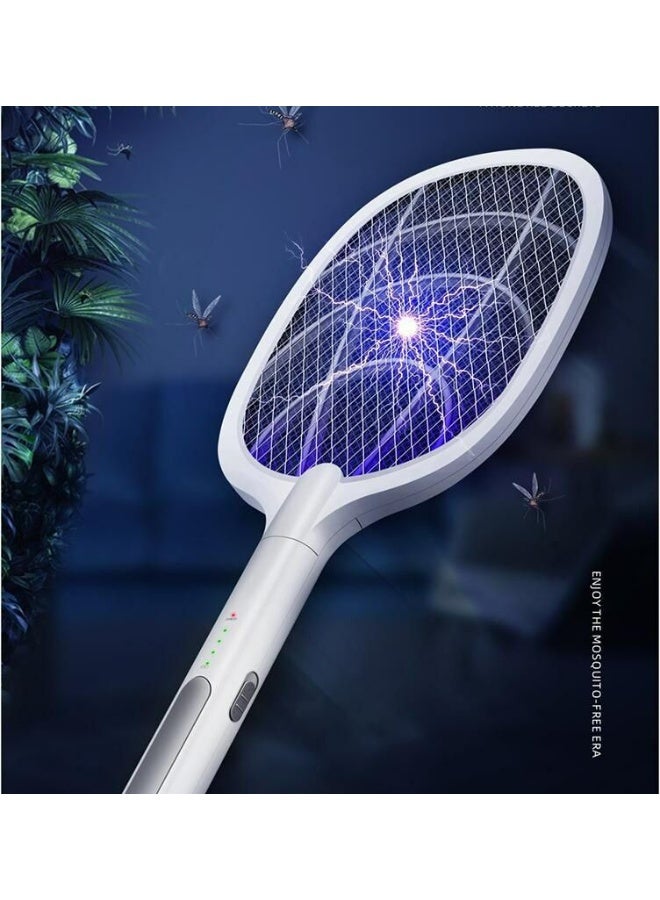2-in-1 Electric Mosquito Swatter – Rechargeable Bug Zapper Racket with Built-in Flashlight and Standing Base – Safe & Efficient Insect Killer for Indoor & Outdoor Use - Image 4