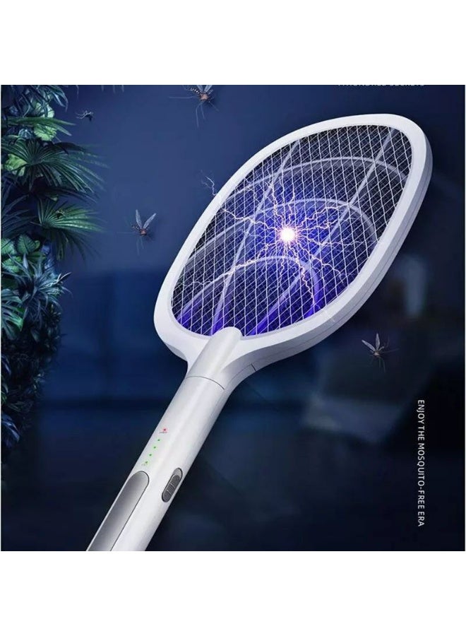 2-in-1 Electric Mosquito Swatter – Rechargeable Bug Zapper Racket with Built-in Flashlight and Standing Base – Safe & Efficient Insect Killer for Indoor & Outdoor Use - Image 3