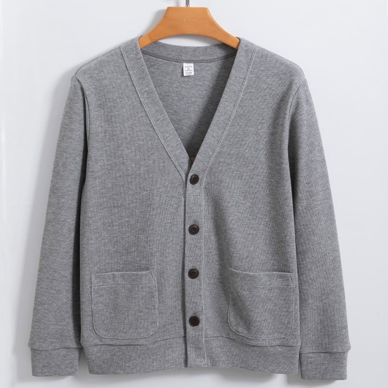 2025 Knitted Cardigan Men's and Women's Machine Washable Cotton V Neck Sweatshirt Men's Women's Cardigan Small Outwear Men - Image 1