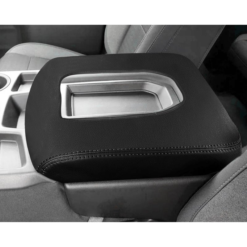 SENSHINE Armrest Cover for Chevy Silverado GMC Sierra Accessories 20192023 2024 Interior Accessories Center Console Cover AntiScratch Leather Armrest Decoration Black Stitches