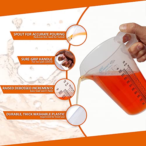 Turnah 16oz, 1 Pint (2 cup) Measure Pitcher - Convenient Conversion Chart – Multi Purpose Food Grade Great for Cooking, Hobbies, Shop Oil, Fluids, Pool Spa and Lawn with High Chemical Resistance by Turnah - Image 4