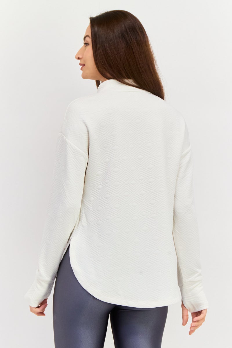 NINE WEST Women Sportswear Fit Long Sleeve Outdoor Sweatshirt, Cream  - Image 4