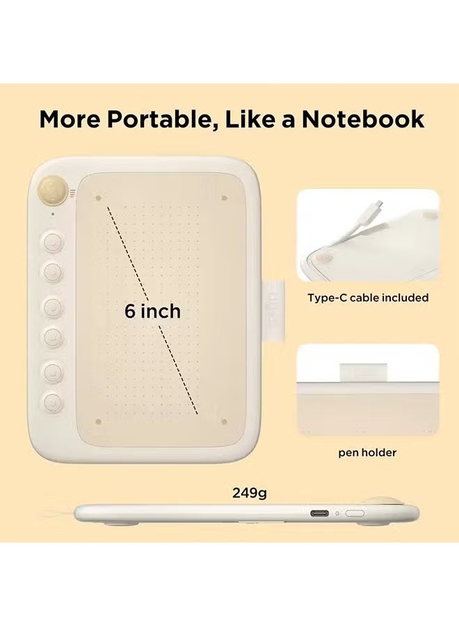 يو جيي جهاز لوحي للرسم Ugee Q6، لوح رسم رقمي، لوحة كتابة للأطفال، يدعم أجهزة Android وMac - Image 5