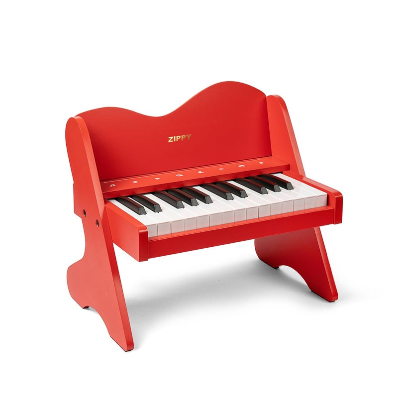 ZIPPY Kids Piano Keyboard 25 Keys Digital Piano for Kids Touch Sensitive Control Panel Volume Adjustable Mini Music Educational Instrument Toy Wood Toy for Toddlers Girls Boys Red - Image 3