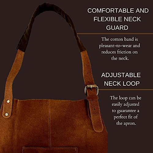 RUSTIC TOWN Leather Apron For Kitchen - Chef Apron For Men & Women - Cooking BBQ Grill Work Apron With Tool Pockets - Adjustable Up To XXL Soft Leather Shop Apron - Image 4