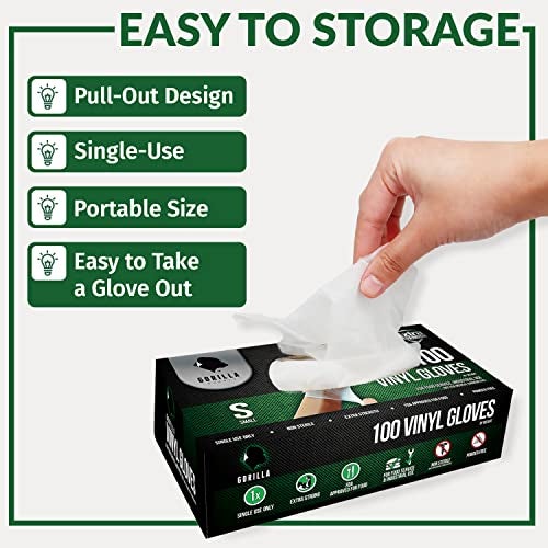 GORILLA SUPPLY Disposable Heavy Duty Vinyl Gloves Latex Free Powder Free, BPA Free Food Safe Grade Disposable Glove, Large L, 100 Count - Image 4