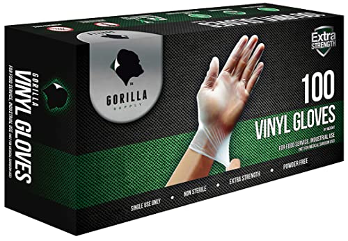 GORILLA SUPPLY Disposable Heavy Duty Vinyl Gloves Latex Free Powder Free, BPA Free Food Safe Grade Disposable Glove, Large L, 100 Count - Image 1