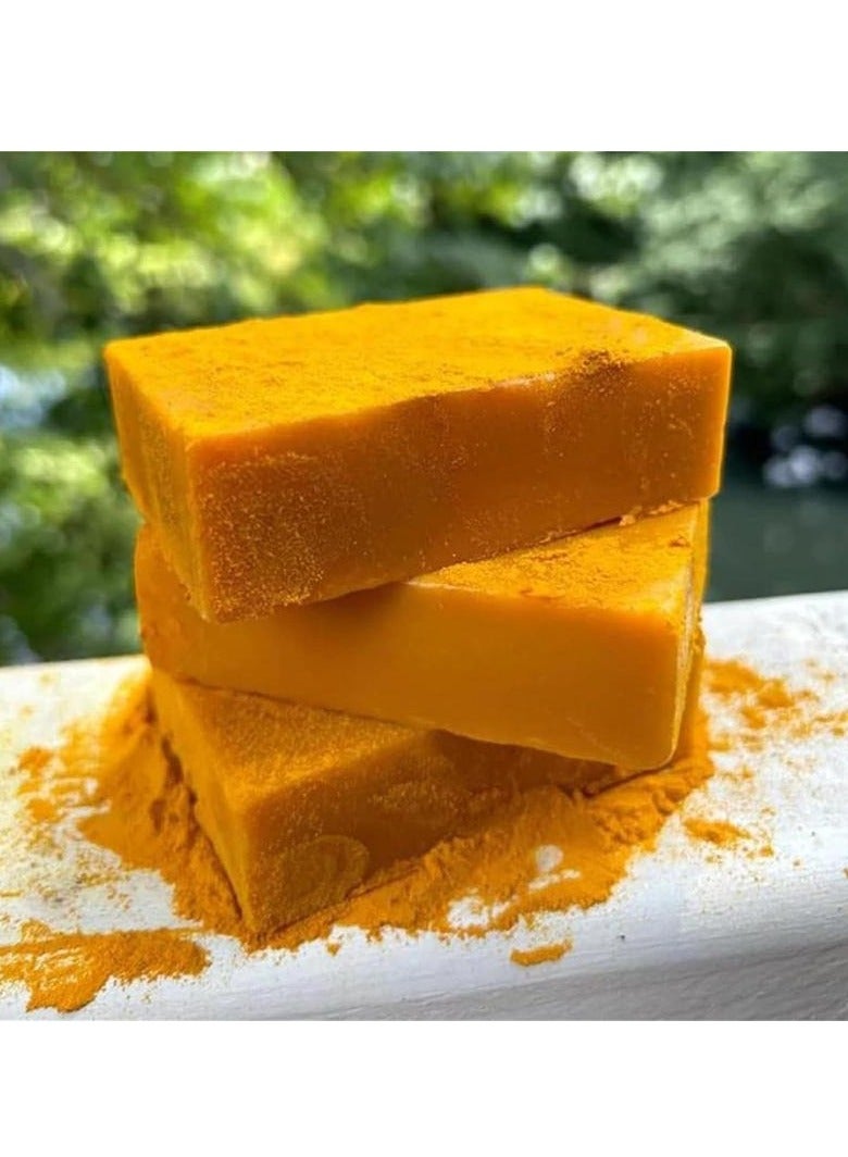 كوجيك سوب صابون كوجيك بالليمون والكركم، صابون كوجيك بالليمون والكركم المتوهج بالعسل للوجه والجسم، صابون طبيعي مصنوع يدويًا، منظف عميق ومرطب لجميع أنواع البشرة (عبوة من 3 قطع) - Image 1