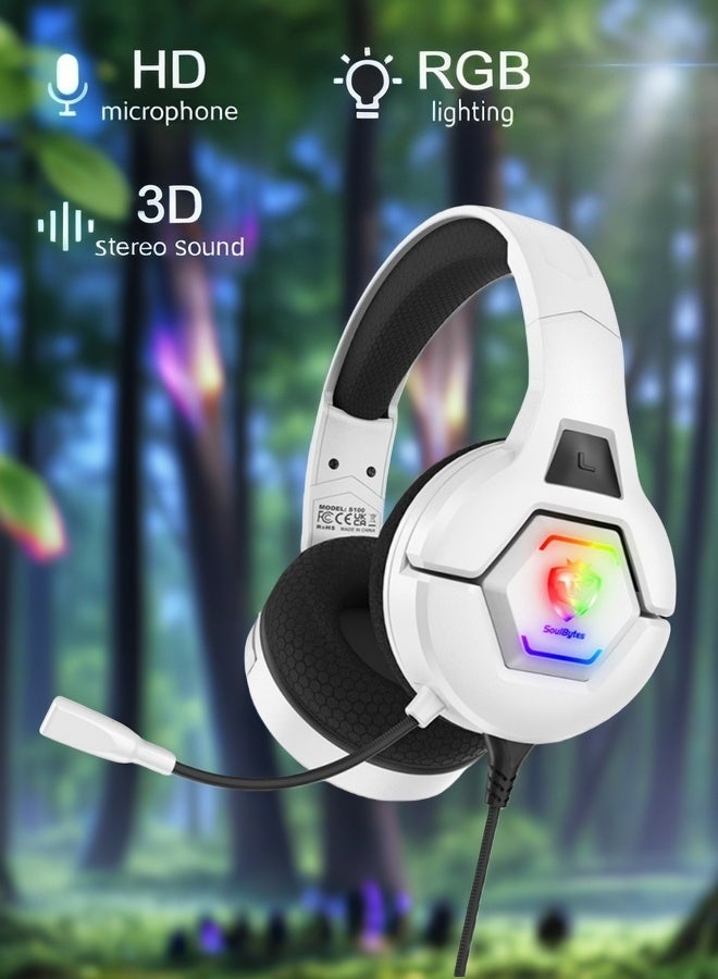 SoulBytes Gaming Headset Wired with Mic, LED Light, Stereo Surround Sound, Soft Memory Earmuffs, Noise Cancelling Over-Ear - Compatible for PS4, PS5, Xbox One, Xbox Series, Nintendo Switch, PC - Image 1