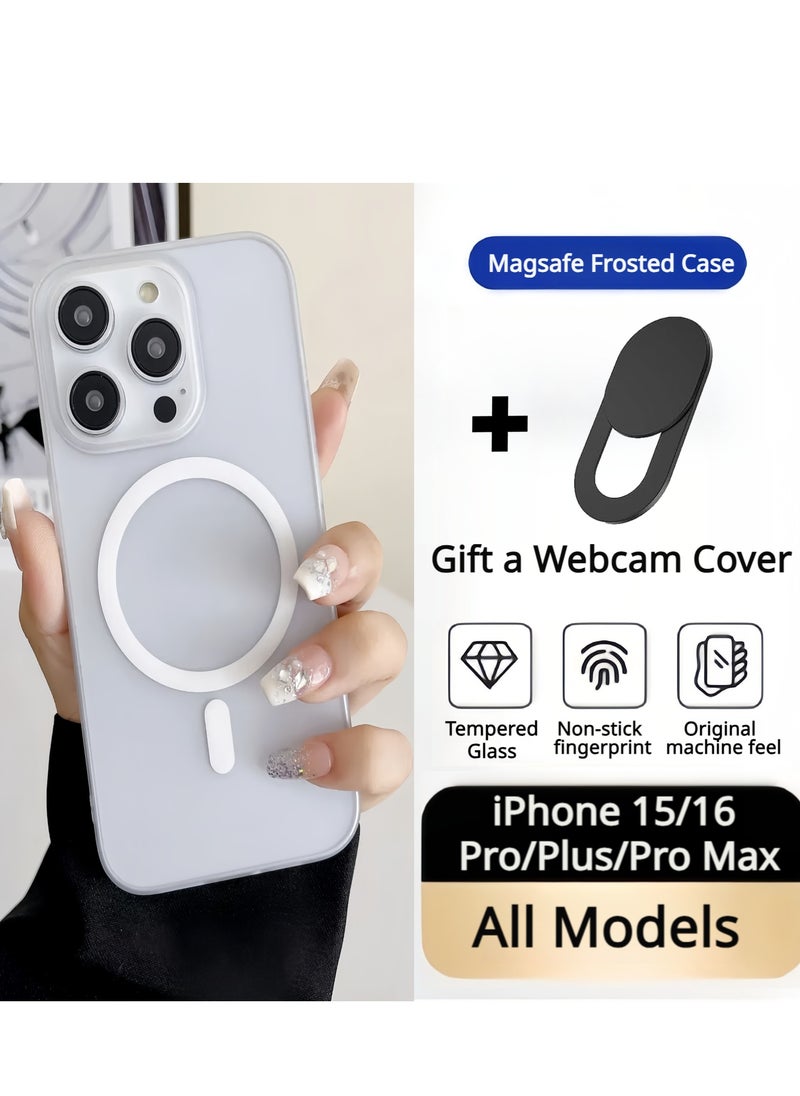 iPhone 16 Pro Case Magsafe Frosted Case With a Camera Cover,Anti Fingerprint Case,Compatible With Car Holder,