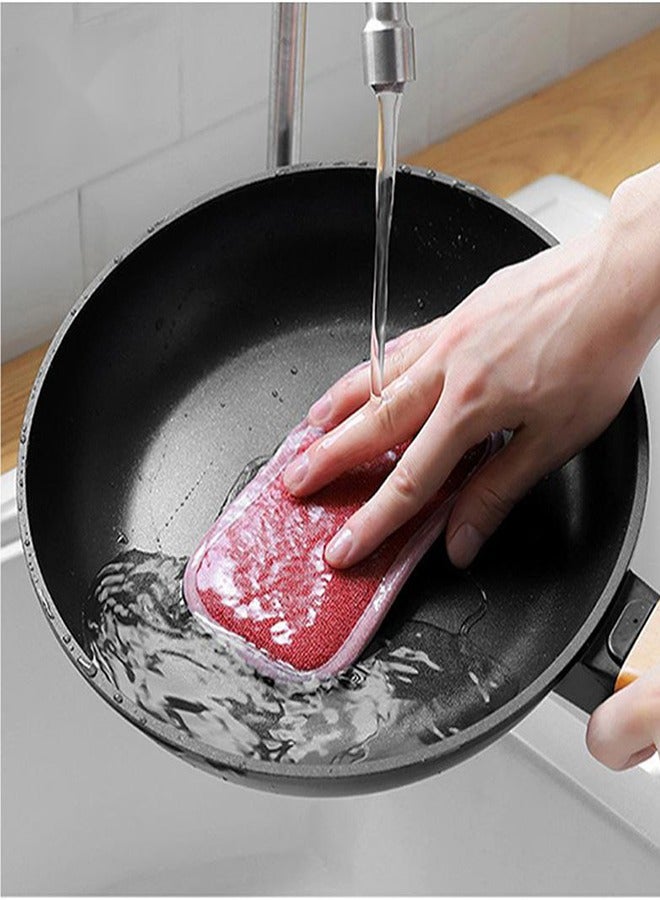 4-Pack Kitchen Cloth Sponges – Washable, Scouring Pads for Cleaning and Stain Removal Double Sided Dish Towels Pot Brush and Stain Removal Rub – 5 X 3 Inches – Multi-Color  - Image 3