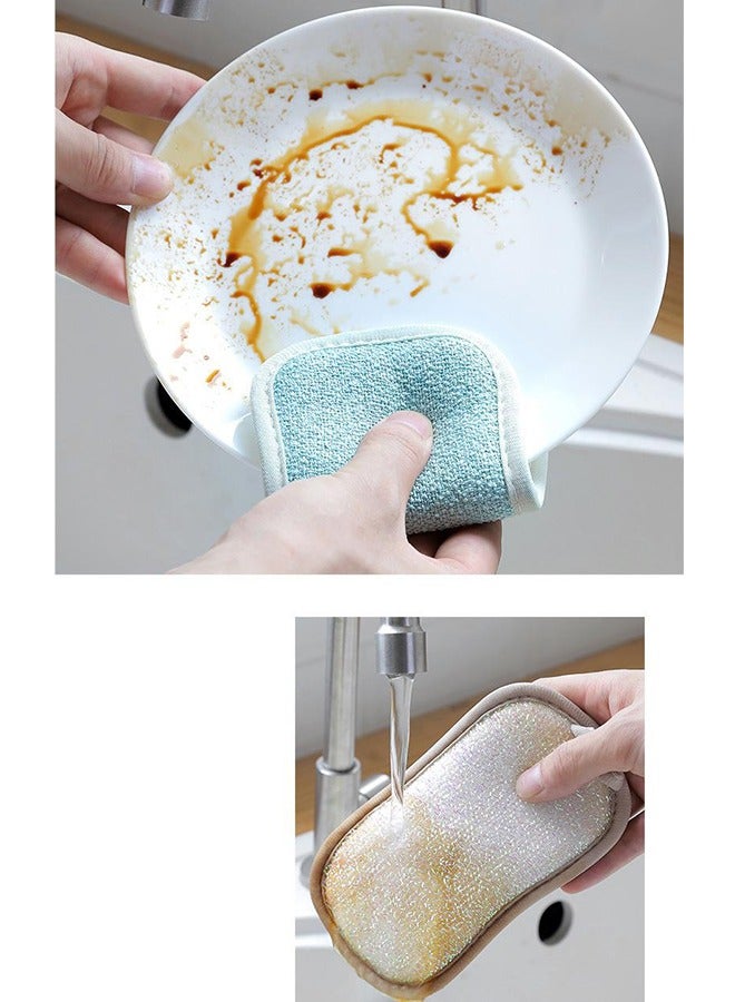 4-Pack Kitchen Cloth Sponges – Washable, Scouring Pads for Cleaning and Stain Removal Double Sided Dish Towels Pot Brush and Stain Removal Rub – 5 X 3 Inches – Multi-Color  - Image 5