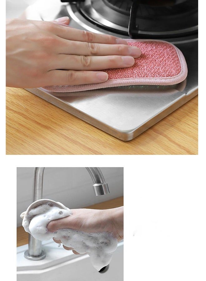 4-Pack Kitchen Cloth Sponges – Washable, Scouring Pads for Cleaning and Stain Removal Double Sided Dish Towels Pot Brush and Stain Removal Rub – 5 X 3 Inches – Multi-Color  - Image 4
