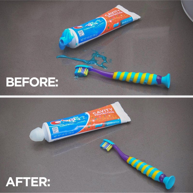 Chrome Cherry Toothpaste Caps SqueezMe by Chrome Cherry, Self-Closing Silicone Caps, Mess-Free Toothpaste Dispenser Squeezer Lids for Kids, Adults, Bathroom Accessories for Tooth and Gum Health (Clear 3-Pack) - Image 5