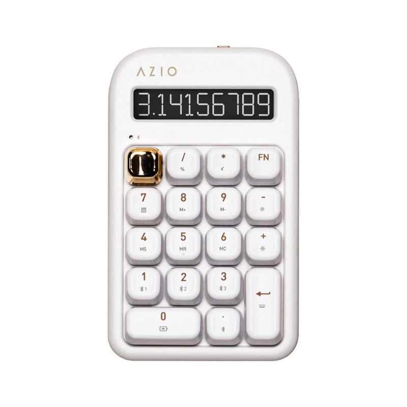 AZIO IZO Wireless Mechanical Calculator Number Pad WhiteGold Bluetooth 50 USB GateronBlue Mechanical Switch 9 Backlight Modes Rechargeable PC Mac Compatible White Blossom IN103 - Image 2