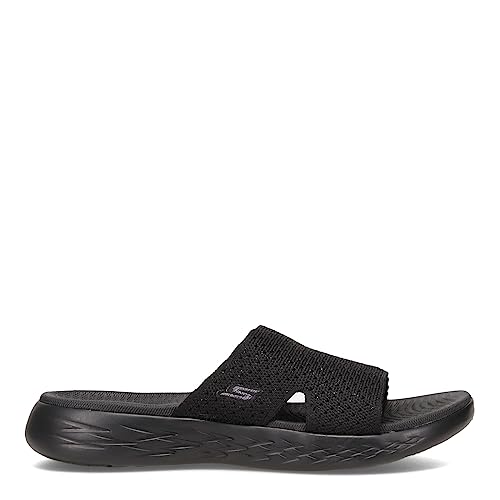 SKECHERS صندل سكيشرز للنساء بتصميم سهل الارتداء 600 مع نسيج مرن، أسود، 9 أمريكي - Image 2