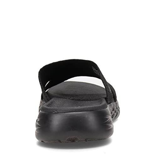 SKECHERS صندل سكيشرز للنساء بتصميم سهل الارتداء 600 مع نسيج مرن، أسود، 9 أمريكي - Image 5