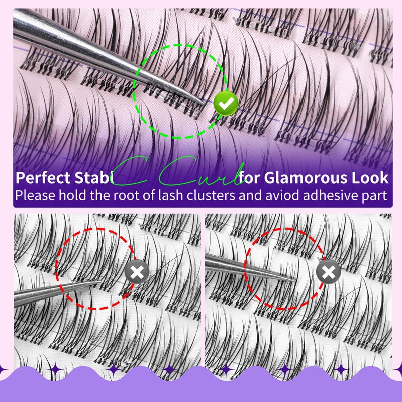 JIMIRE Self Adhesive Eyelashes Wispy Lash Clusters Natural Look 9-12MM Press on Lashes Self Adhesive Lash Clusters No Glue Needed Natural Pre Glued Lashes Clusters Reusable Invisible Band - Image 5