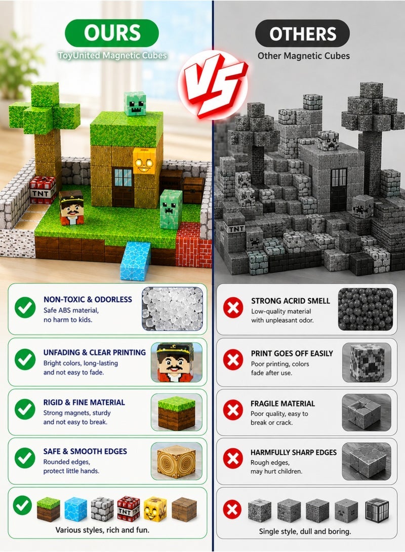 RAKAY 150PCS Magnetic Building Blocks Set for Kids Ages 3-12, High-Strength Magnetic Cubes, STEM Montessori Educational Toy for Boys & Girls, Creative Construction & Stacking Game Gift - Image 3