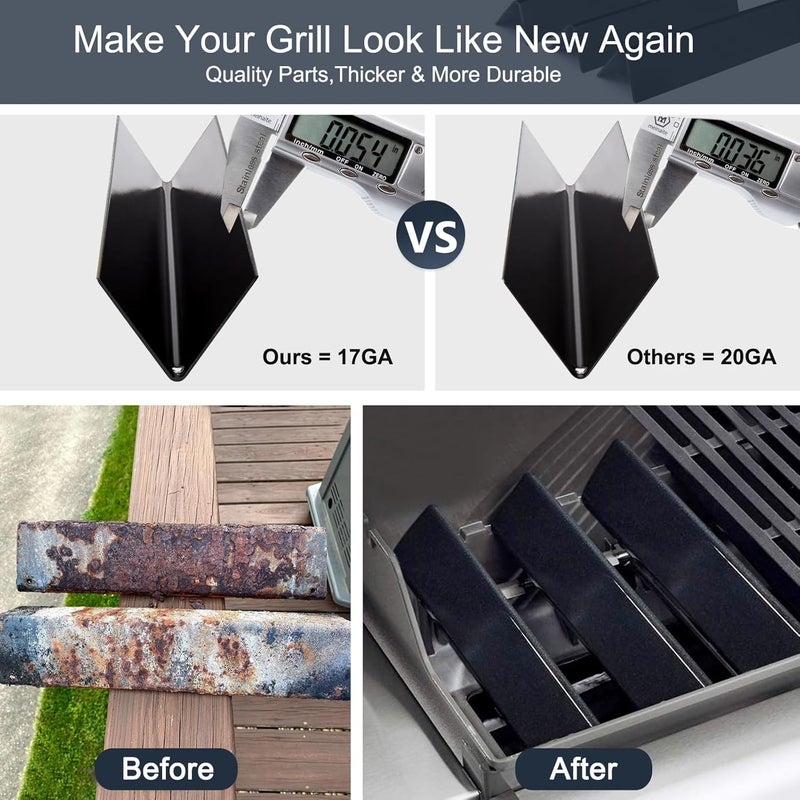 Criditpid 15.3" 7635 Porcelain-Enameled Flavorizer Bars for Spirit 200 Series Gas Grills, Spirit E210, S210, E220, S220 with Front Control Knobs, Set of 3 Heat Plates Flavorizer Bars Replacement for Weber 7635 - Image 4