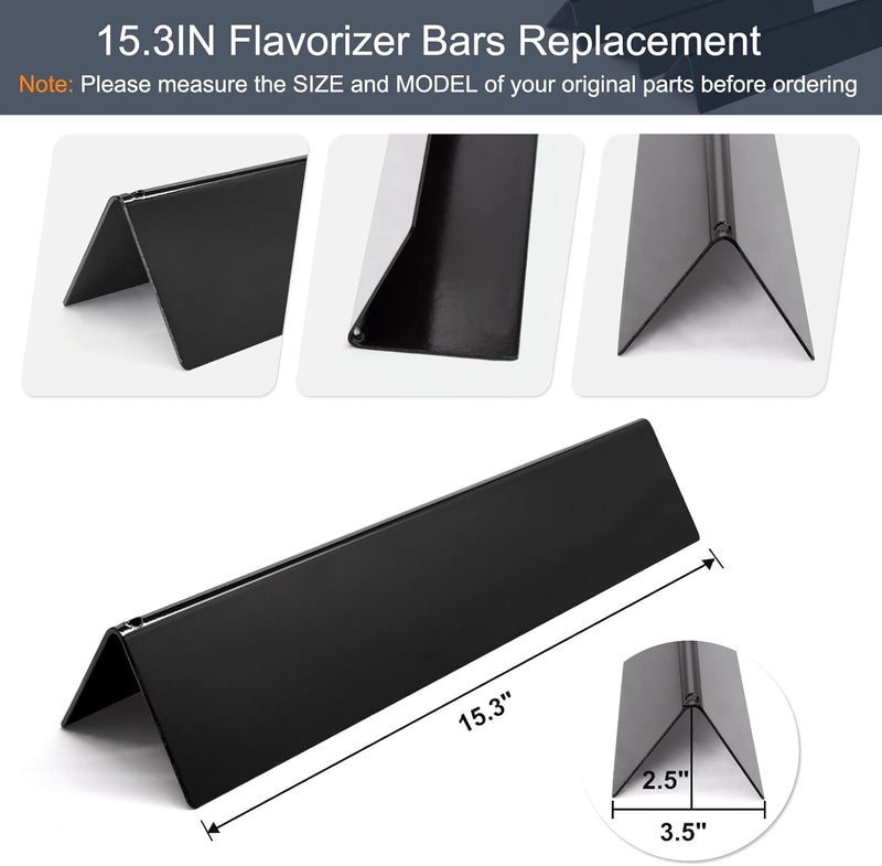 Criditpid 15.3" 7635 Porcelain-Enameled Flavorizer Bars for Spirit 200 Series Gas Grills, Spirit E210, S210, E220, S220 with Front Control Knobs, Set of 3 Heat Plates Flavorizer Bars Replacement for Weber 7635 - Image 3
