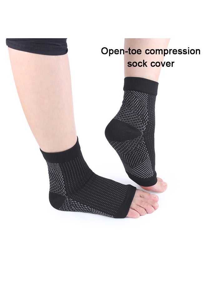 Ant - 4 Pairs Plantar Fasciitis Sock, Ankle Sleeves, Sports Compression Stockings for Men and Women, Compression Foot Sleeves with Arch and Ankle Support (Black, Large) - Image 1