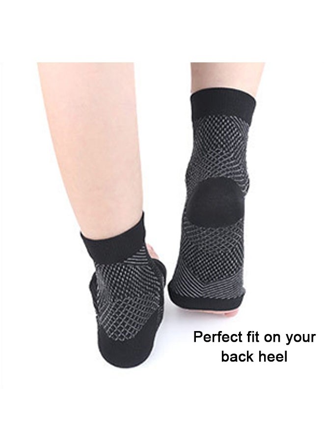 Ant - 4 Pairs Plantar Fasciitis Sock, Ankle Sleeves, Sports Compression Stockings for Men and Women, Compression Foot Sleeves with Arch and Ankle Support (Black, Large) - Image 1