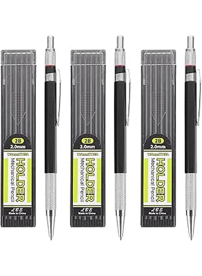 Mechanical Pencil Set 2.0 Mm Plastic Drafting Pencils With Lead Refills 3 Sets For Students And Artists - Image 1
