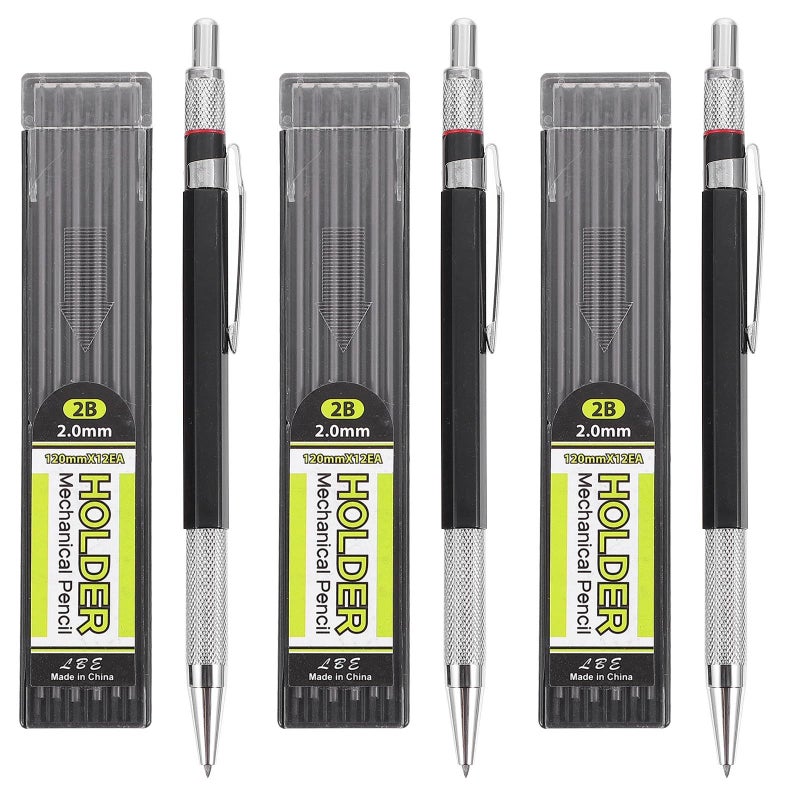 Mechanical Pencil Set 2.0 Mm Plastic Drafting Pencils With Lead Refills 3 Sets For Students And Artists - Image 2