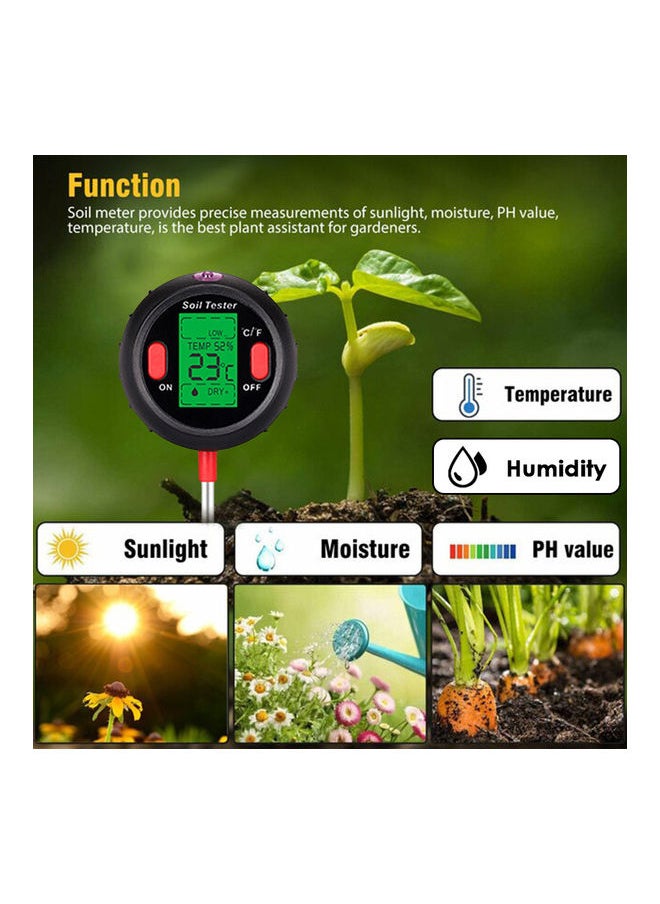 NIBEMINENT 5-In-1 Digital Soil PH Meter Black/Red/Silver  - Image 2