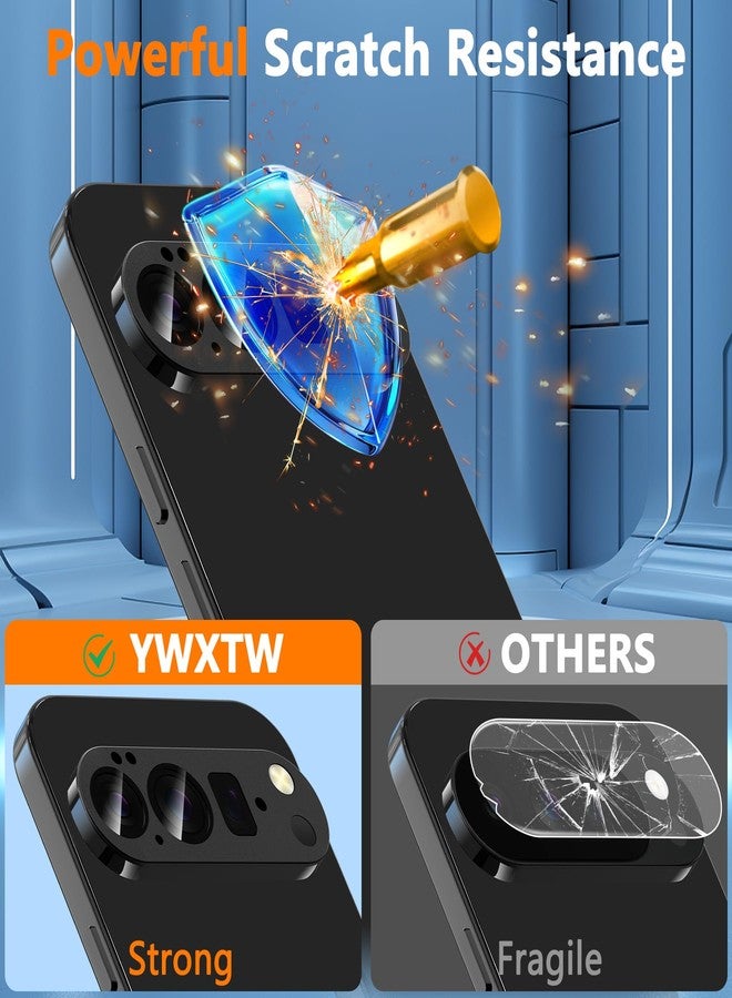 YWXTW حماية عدسة الكاميرا YWXTW لجهاز Google Pixel 10 Pro XL [ليس لجهاز 10 Pro]، قطع دقيقة من الزجاج المقسى المعدني الفاخر، غطاء كاميرا عالي الدقة مقاوم للخدوش، ملحقات باللون الأسود غير اللامع، عبوة من 2 - Image 3